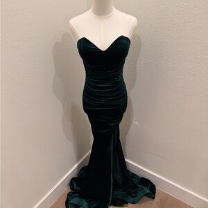 Jessica Angel Velvet Emerald Green Strapless Gown - Style 2522
